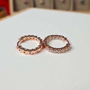 In and Out Huggie 18k Rose Gold Plating, S925